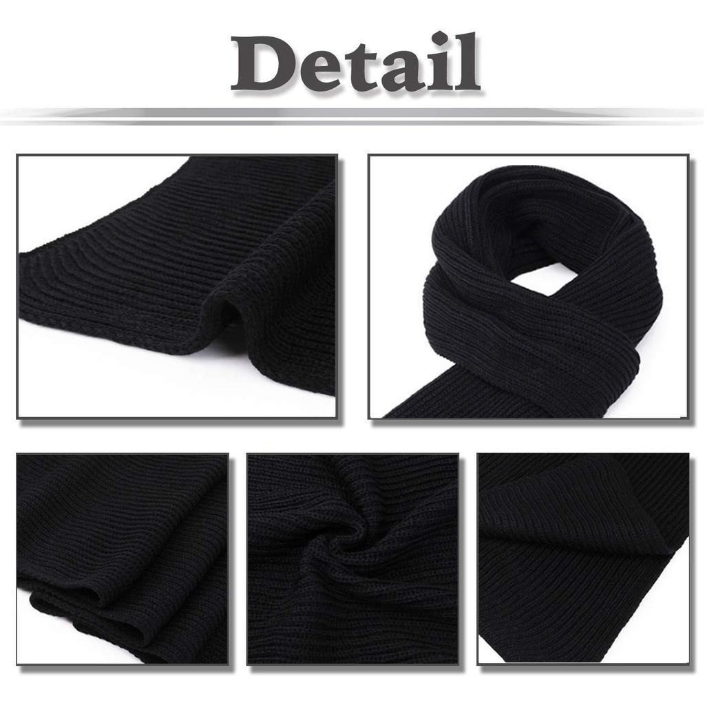 WHITE FANG Long Knit Perfect for and Available in Black and Gray Men's Scarf, Black/Gray, Fall/Winter, Warmth, Commuting, (02 Gray)