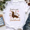 Watercolor Just A Girl Who Loves Dachshund Graphic Print T Shirt Women Kawaii Dog Lover Tshirt Femme White Funny T-Shirt Female