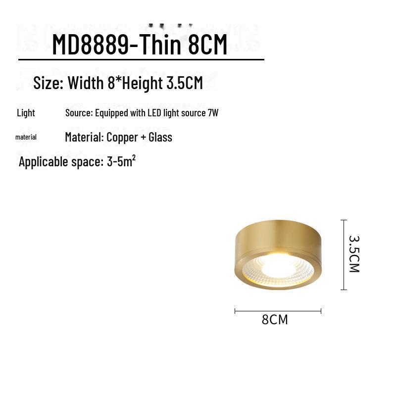 

Скандинавский Роскошный Медный Светодиодный Накладной Светильник - Не Требуется Отверстие, Потолочный Светильник для Гостиной и Коридора. Warm light