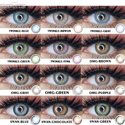1 Paar Farblinsen TWINKLE Farbkontaktlinsen Schöne Pupillen-Make-up-Kontaktlinsen Jährlicher Gebrauch Kosmetische Schönheits-Augenlinsen