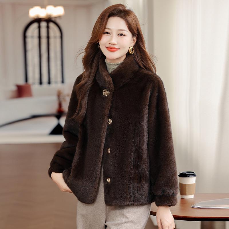 

Elegant Mink Velvet Autumn/Winter Coat for Middle-Aged and Elderly Women M (Up to 115 Jin)