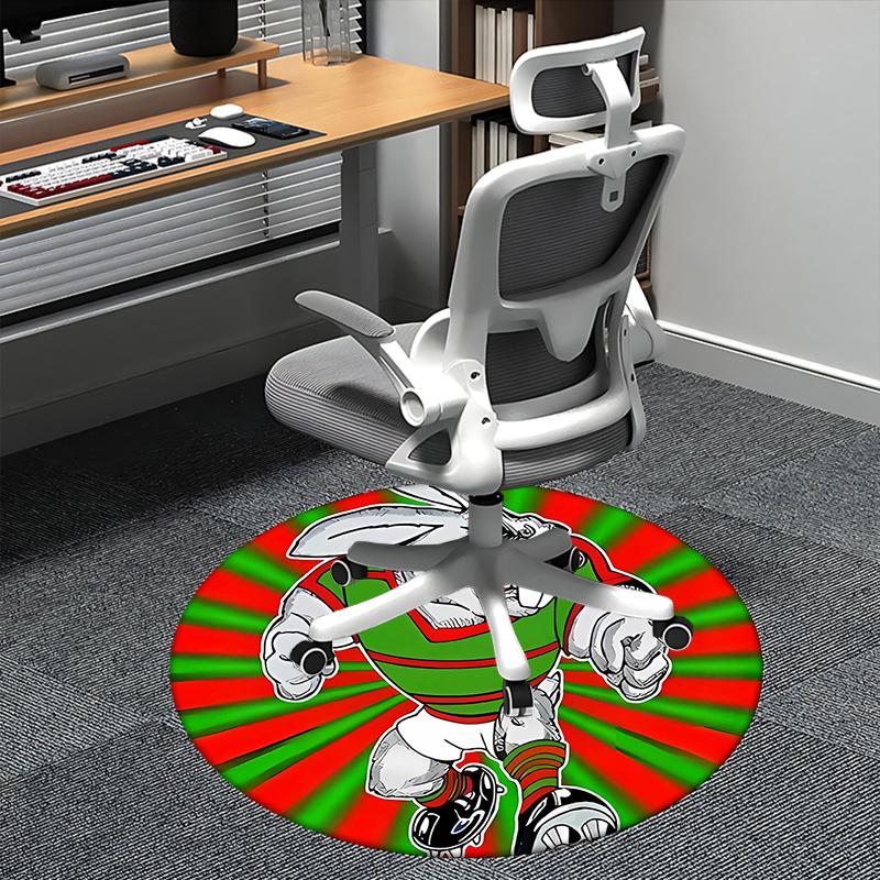 

Rabbit Sports Mascot Chair mat Round Rug-Office carpet, Machine Washable, Non-slip, Suitable for Living Rooms, Bedrooms, Entryways, and Holi 80cm by 80cm