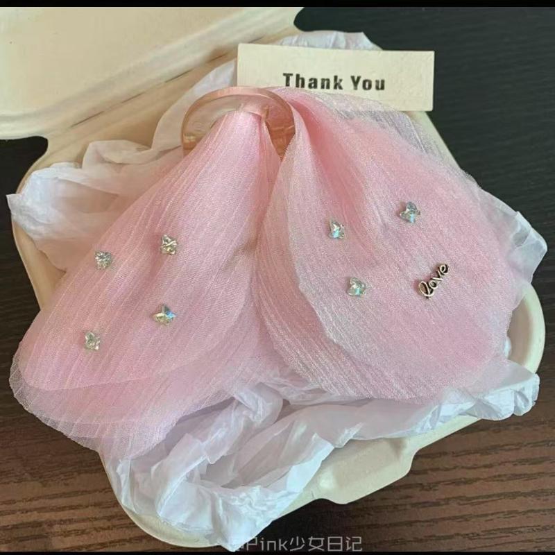 

1PC Bowknot New Arrival Elegant Water Diamond Clip Satin Hair Accessory Ponytail Clip розовый