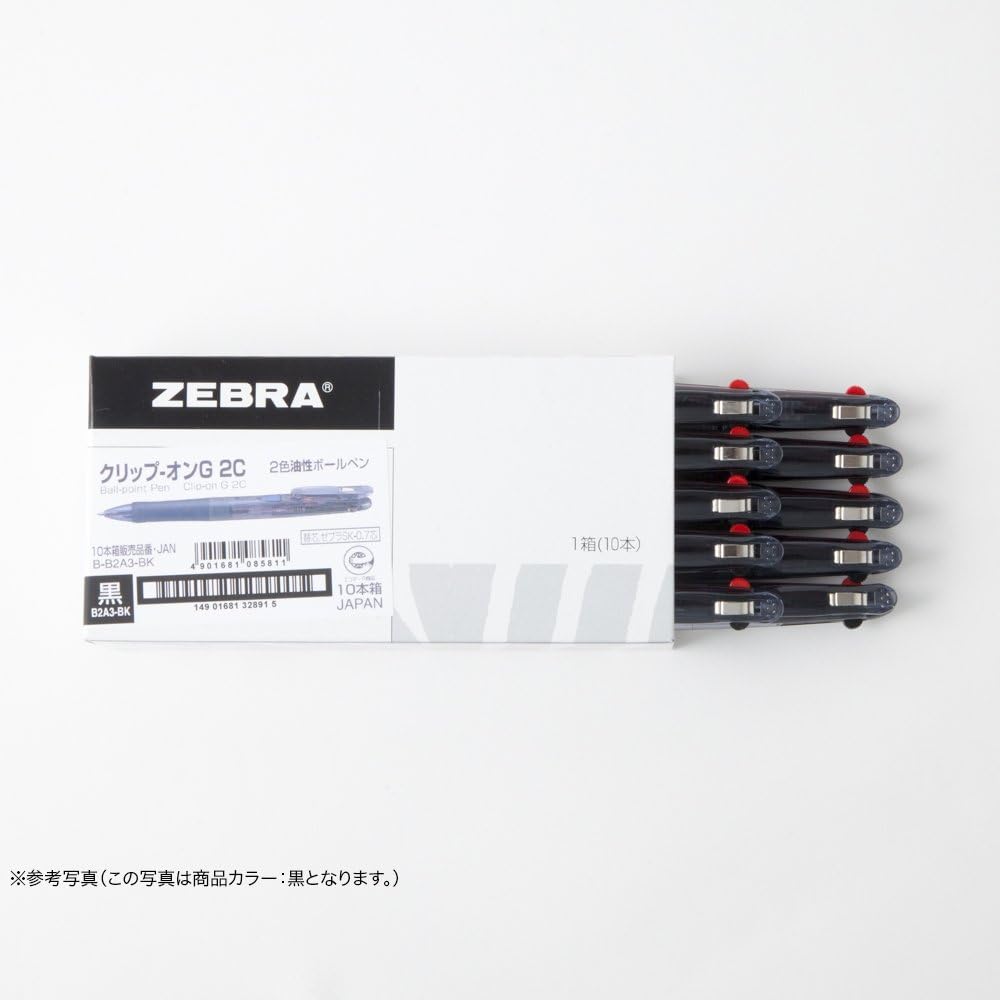 Zebra B-B2A3-C 2-color Ballpoint Pen Clip-on G2C Transparent 10-pack