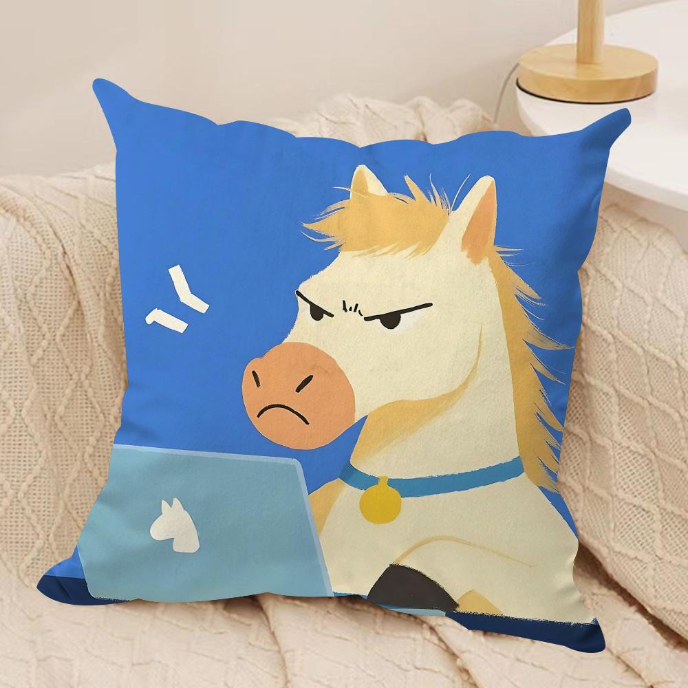 Hard Work Animal Cute Cushion Cover Silky Short Plush Invisible Zipper Dustproof Sofa Pillow Case For Home Decor