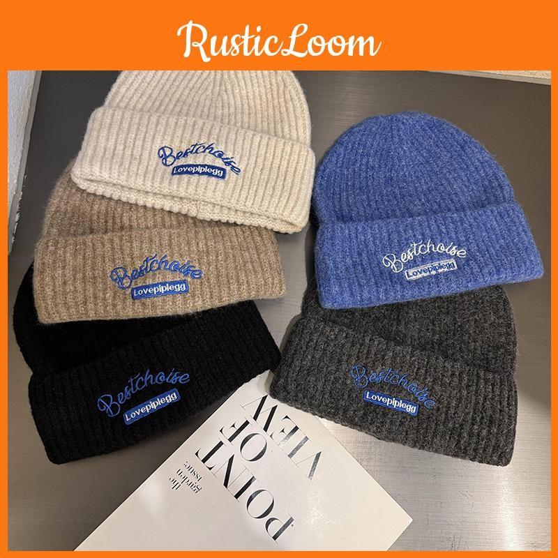 Letter Fashion Knitted Hat Warm Ear Protection Hat For Outdoor Activities Wear