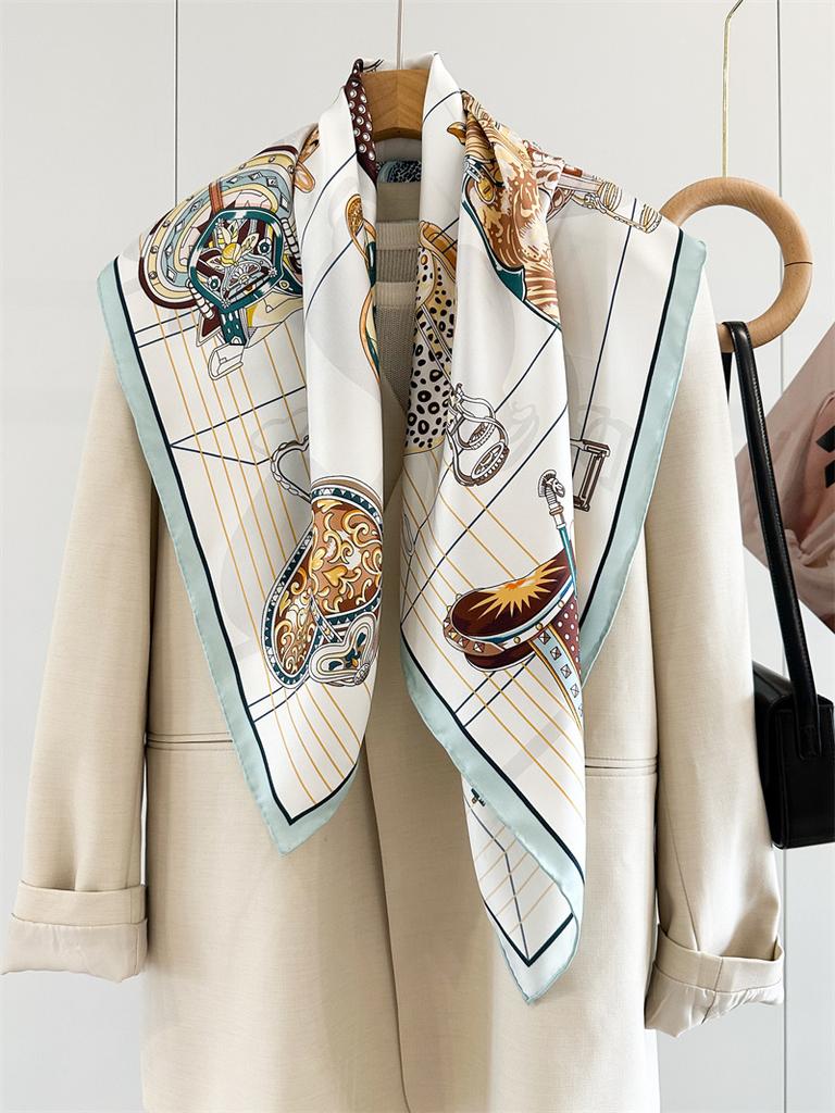 88x88cm 100% Mulberry Silk Twill Scarf Luxury Oversized Square Shawl Elegant Women's Wrap for Spring Summer