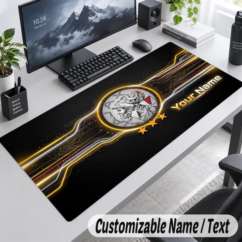 Custom Name Text Mouse Pad Ajax Amsterdam Personalized Desk Pad For Work And Gaming