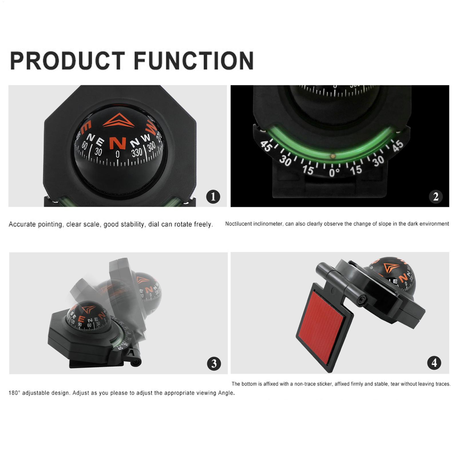 

Car Dashboard Compass With Slope Meter Guide Ball Foldable High Precision Navigation Car Decoration Car Interior Accessories CN