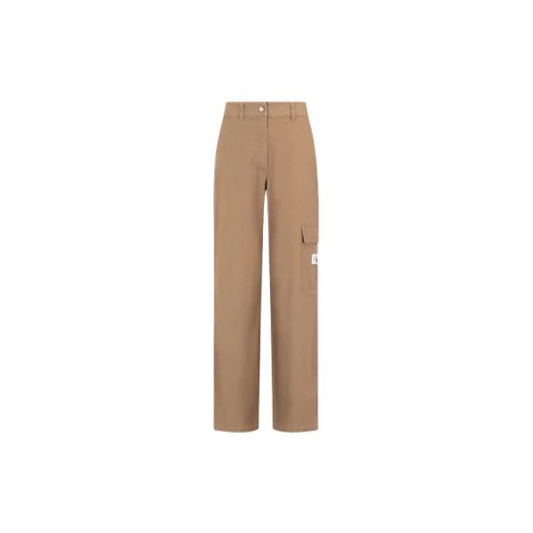 

Calvin Klein Minimalist Woven Label Multi-Pocket Vintage Style Cargo Pants Women pants Coffee-Brown J220681-PE5 L