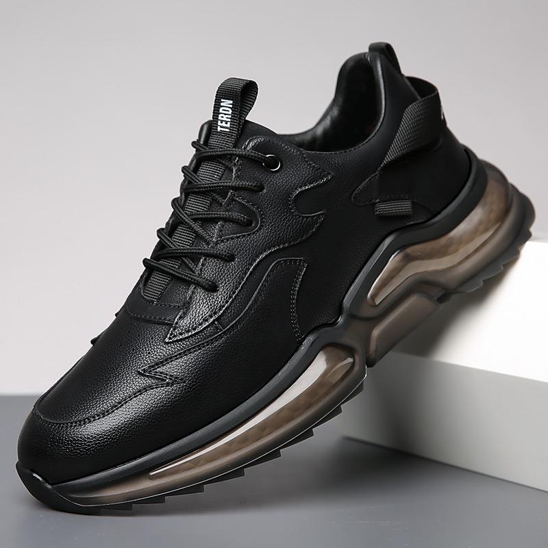Fashion Autumn Winter Platform Leather Velvet Sneakers for Women Designer Soft-soled Men's Shoes Fashion Black Increase Sport Shoes Male