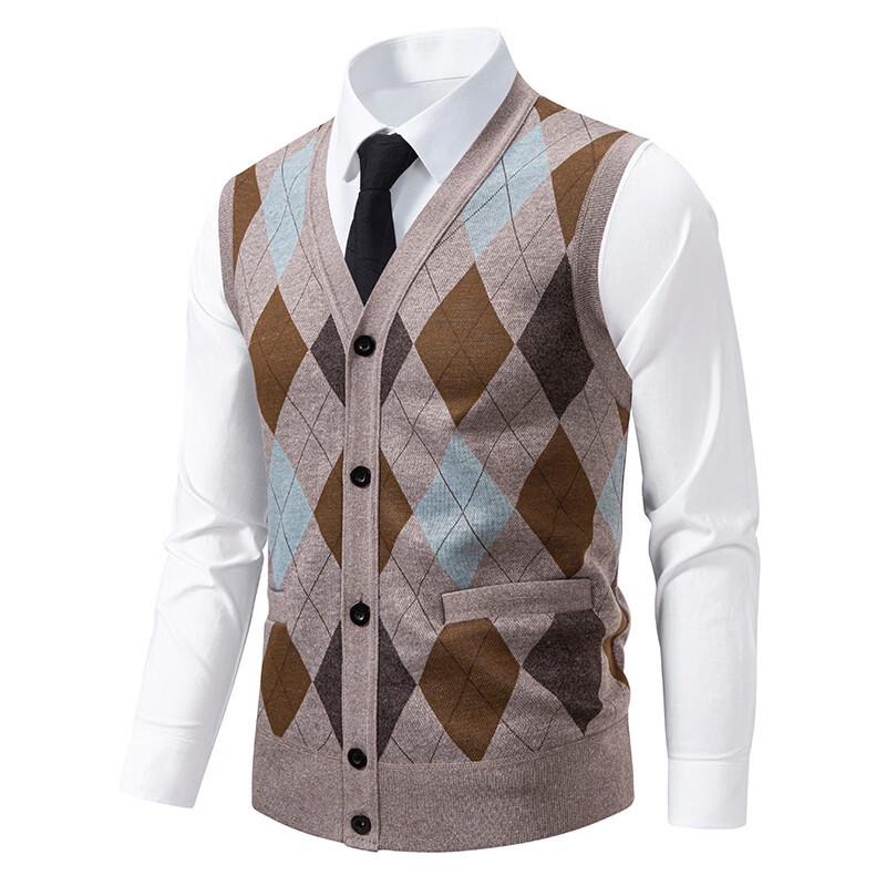 TUCANO Men's Argyle V-Neck Cardigan Sweater Vest