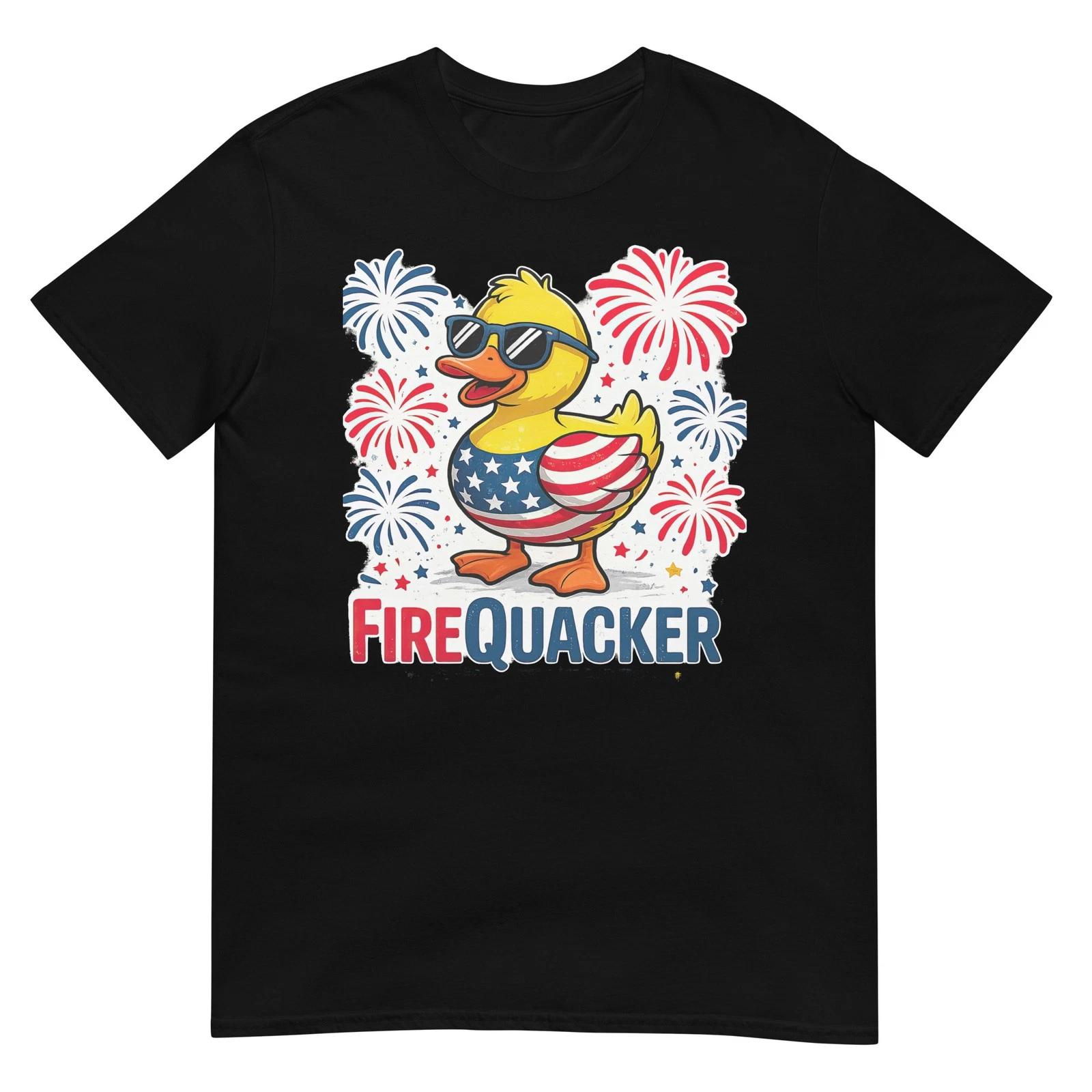 Утка с фейерверком Забавная патриотическая футболка с американским флагом ко Дню независимости L