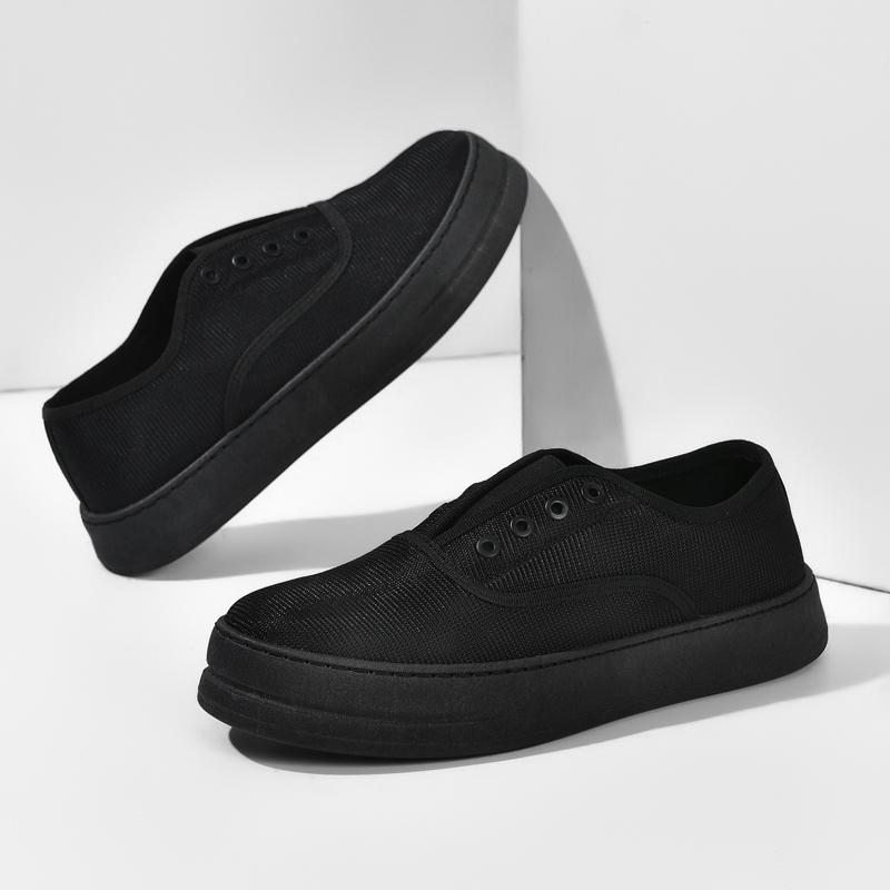 Fashion Black Canvas Shoes Men Versatile Men's Vulcanized Shoes Breathable Loafers Comfort Casual Shoes For Men Skateboard Sneaker