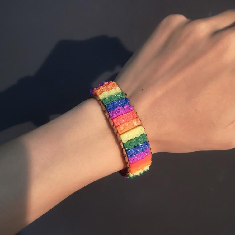 Stone Wrap Leather Bracelets Vintage 2 Strands Multilayer Woven for Women Men