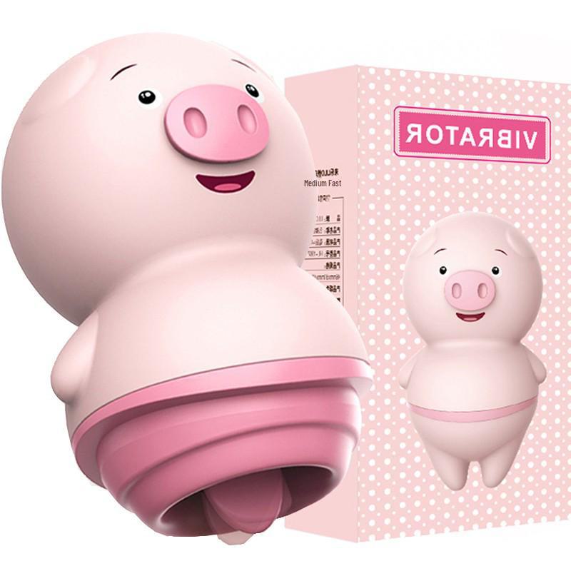 Leshe Cute Pig Wireless Rechargeable Vibrating Egg: Variable Licking & Sucking Massage for Female Pleasure.