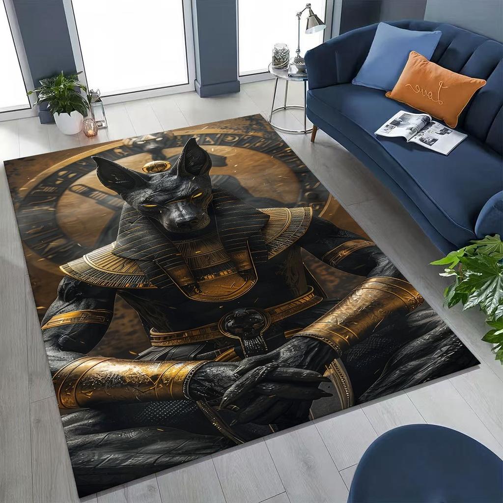 Ancient Egyptian God Dead Anubis Pharaoh Tutankhamun Mask Rug Carpet for Bedroom Living Room Sofa Doormat Decor,Non-slip Mat