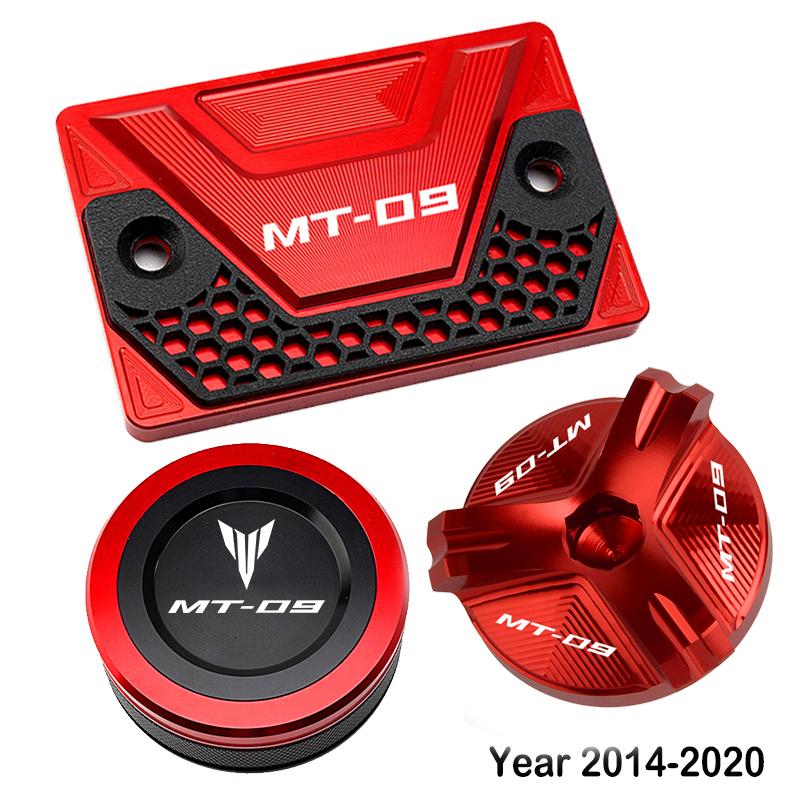 Pro Yamaha MT09 MT-09 MT 09 Tracer SP FZ09 FJ09 2013-2022 Motocykl Přední zadní brzdová kapalina Nádržka Víko nádrže Olejová náplň
