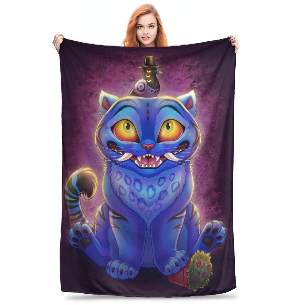 Soft Warm BlanketKids Airplane Travel Kpop Demon Hunters Derpy Tiger Throw Blanket  Flannel Bedspread Aesthetic Sofa Bed Cover