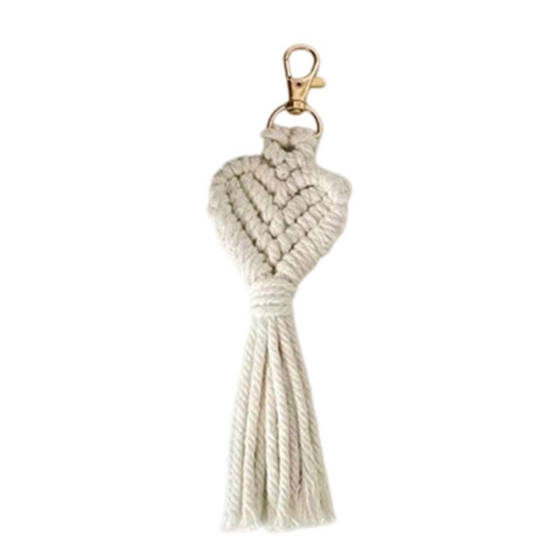 Handwoven Heart Tassels Keychain with Rotating Lobster Claws Clip Crochet Yarn Holder For Backpacks Bag Decoration
