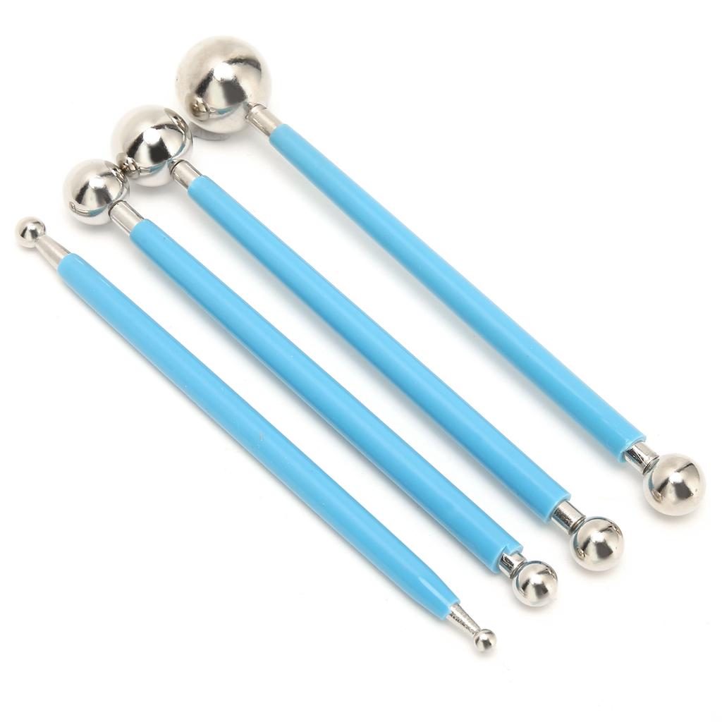 4Pcs Cake Metal Ball Dotting Sculpting Modeling Tool Set for Cake Fondant Decoration
