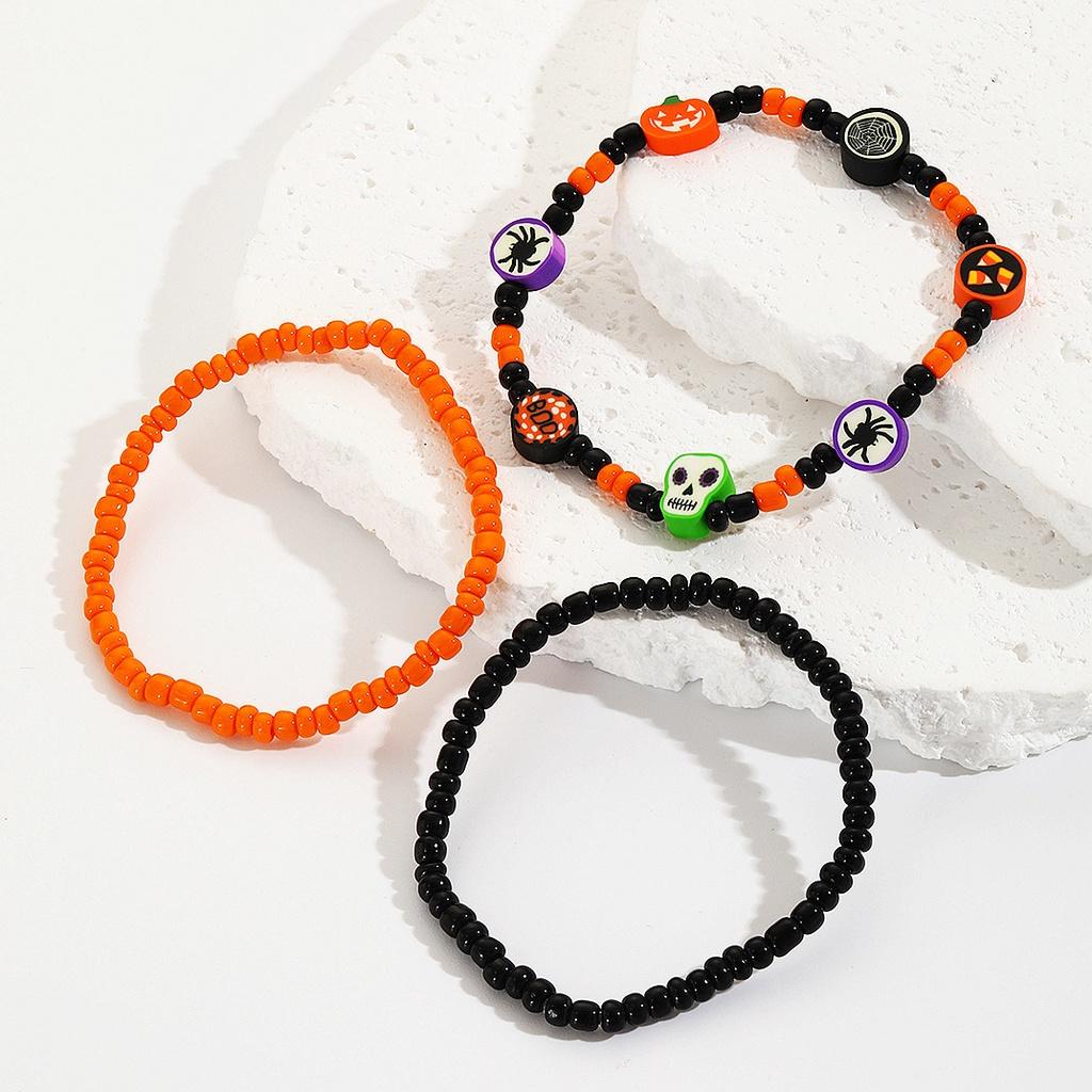 Hot Selling Halloween Pumpkin Skull Pendant Bracelet Set For Women