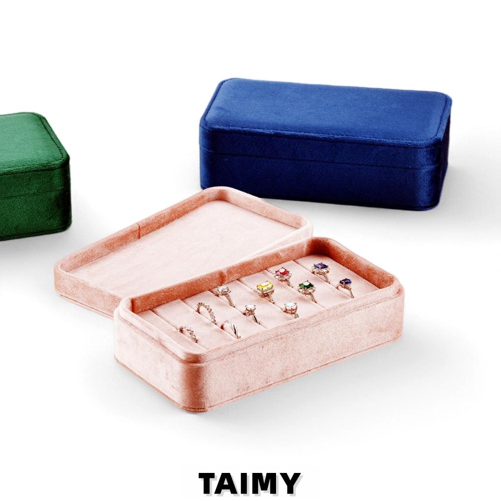 Rectangle Velvet Jewelry Box With Lid Premium Earrings Ring Storage Box Portable Jewelry Display Gift Case Custom Logo