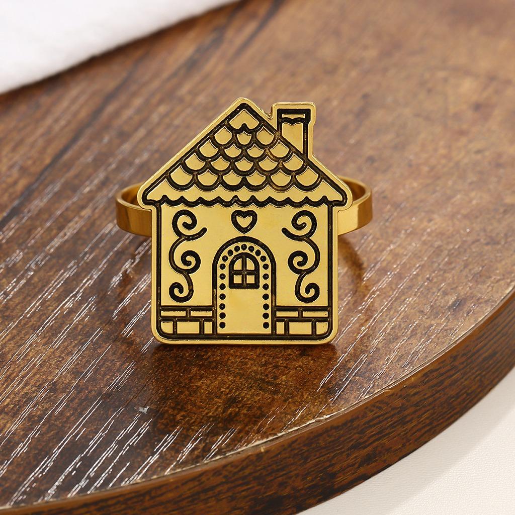 high-end Christmas Zinc Alloy Napkin Ring New Year Festive Candy Cane Bow Napkin Holder for Holiday Xmas Table Decoration