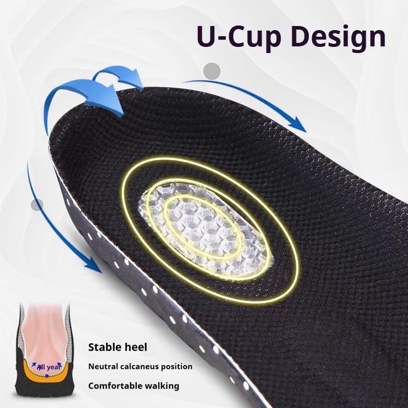 Silicone Shock-Absorbing Sports Insoles Men Arch Support Insole Breathable and Comfortable Shoe Pads