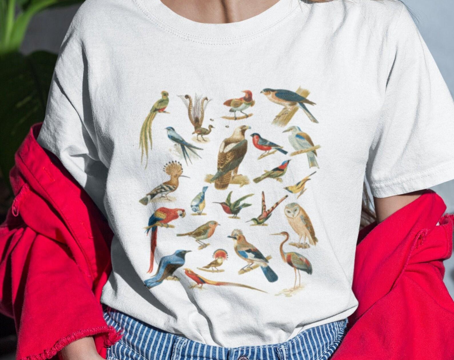 British Birds T-Shirt – Vintage Style Garden Bird Design L