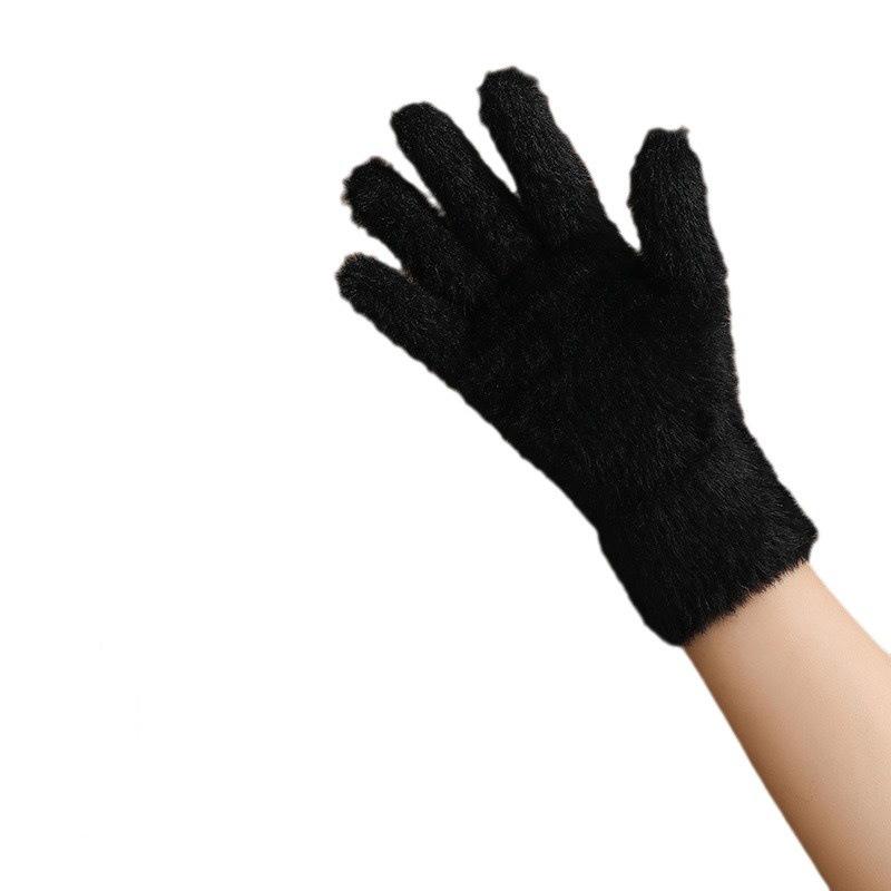 Guantes de Invierno para Mujer Estilo Coreano - Gruesos, Bonitos, de Felpa, Cálidos, de Dedo Completo, a Prueba de Frío para Ciclismo