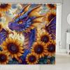 Elegant Oriental Dragon & Floral Bath Curtain - High-Quality Waterproof, Mildew-Proof Bathroom Decor, Traditional Artistry Touch