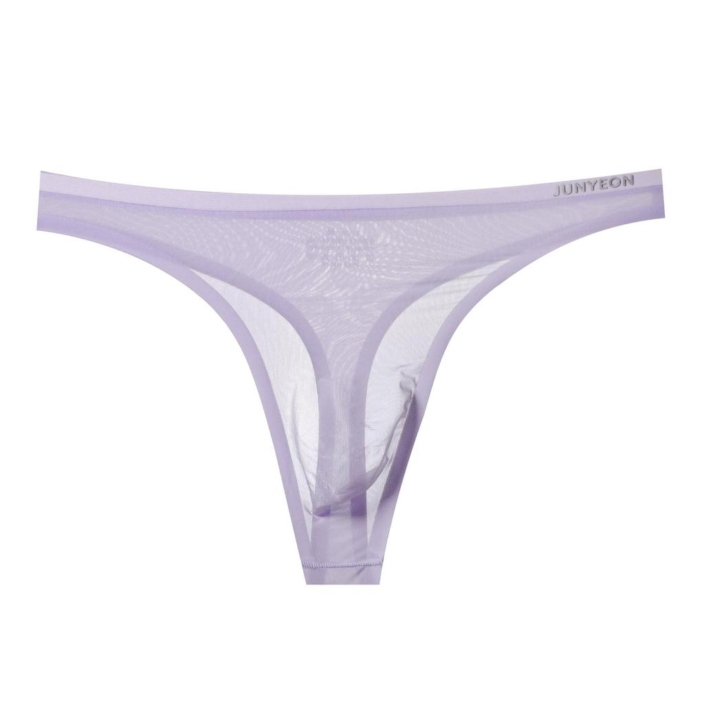Men's Ultra-Thin Ice Silk Transparent Thong Underwear - Breathable, Sexy, and Comfortable for Summer.
