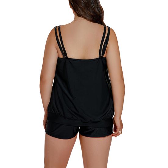 2 stk/sett Dame Tankini Sett U-hals Ermeløse Topper Høy midje Badebukser Sett Delt