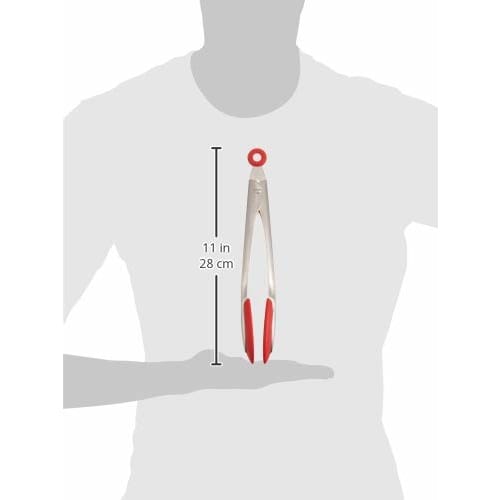 Yakusel Silicone Tongs for Easy Grabbing Food, One-Touch Opening and Closing, with Stopper, Dishwasher Safe, 26cm, Easy Opening and Closing, Non-Slip,