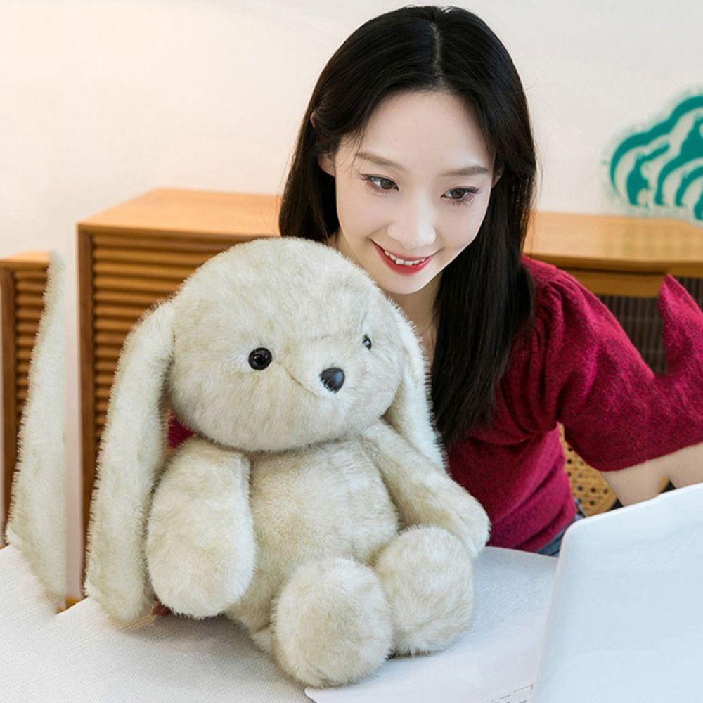 Fluffy Big Ear Rabbit Plush Toy Interactive Stuffed Animals Rabbit Toy  Birthday Parties