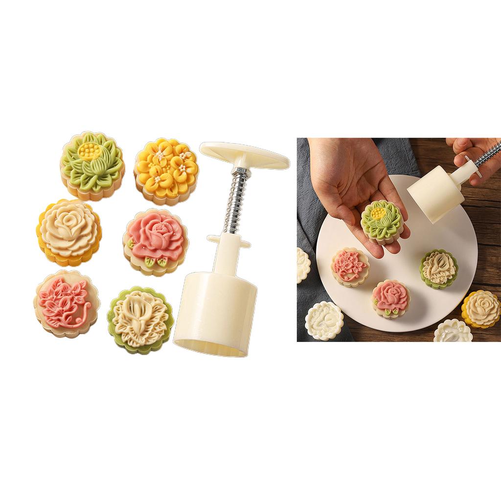 MidAutumn Festival Mooncake Maker Flower Shape Moon Cake Mold Cookie Stamps DIY Hand Press Cookie Dessert Cutters