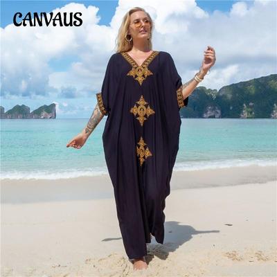 Abito estivo da donna taglie forti Copricostume da spiaggia Copricostume sexy ricamato allentato per bikini