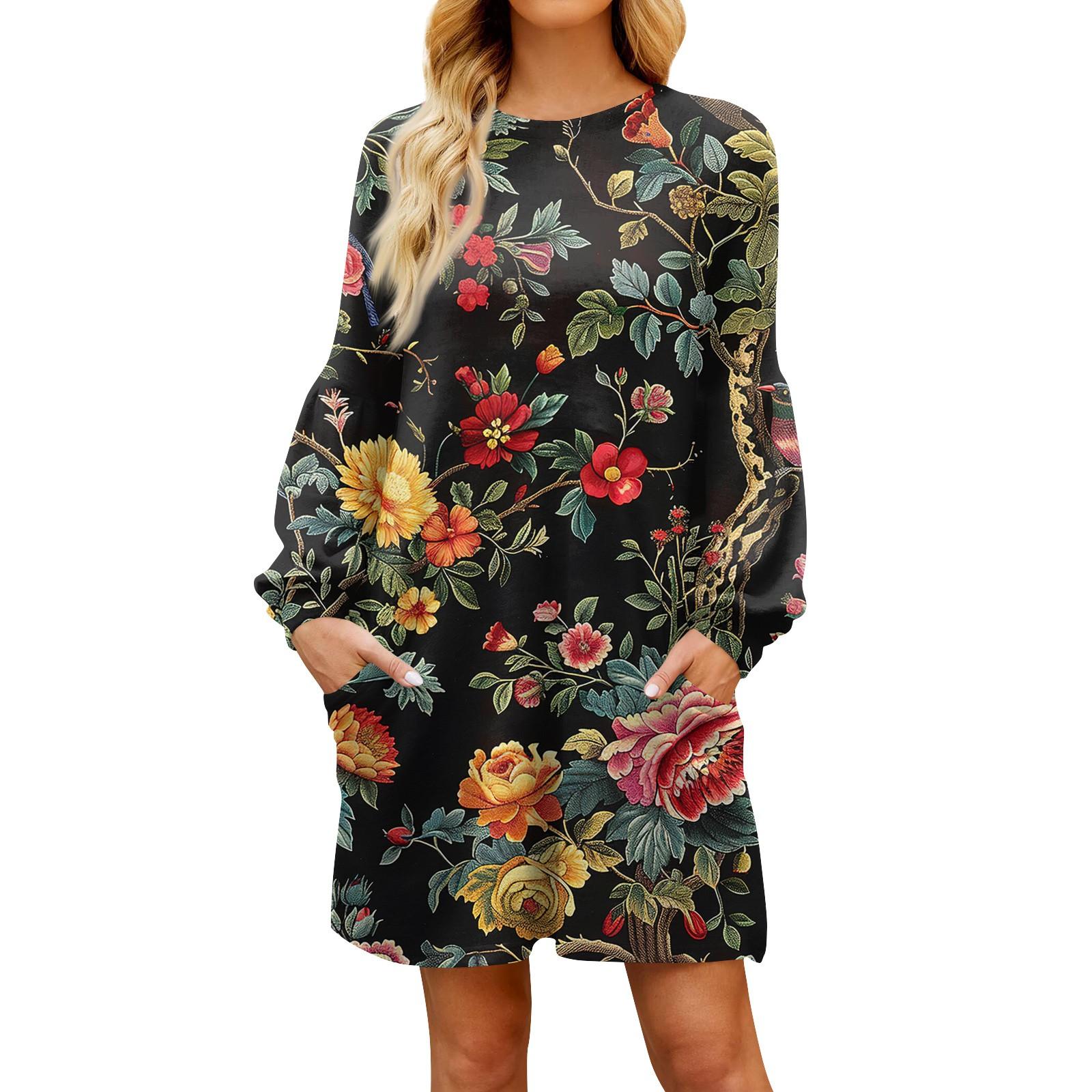 Модное женское платье трапециевидной формы с длинным рукавом. Осенний повседневный — фото 3