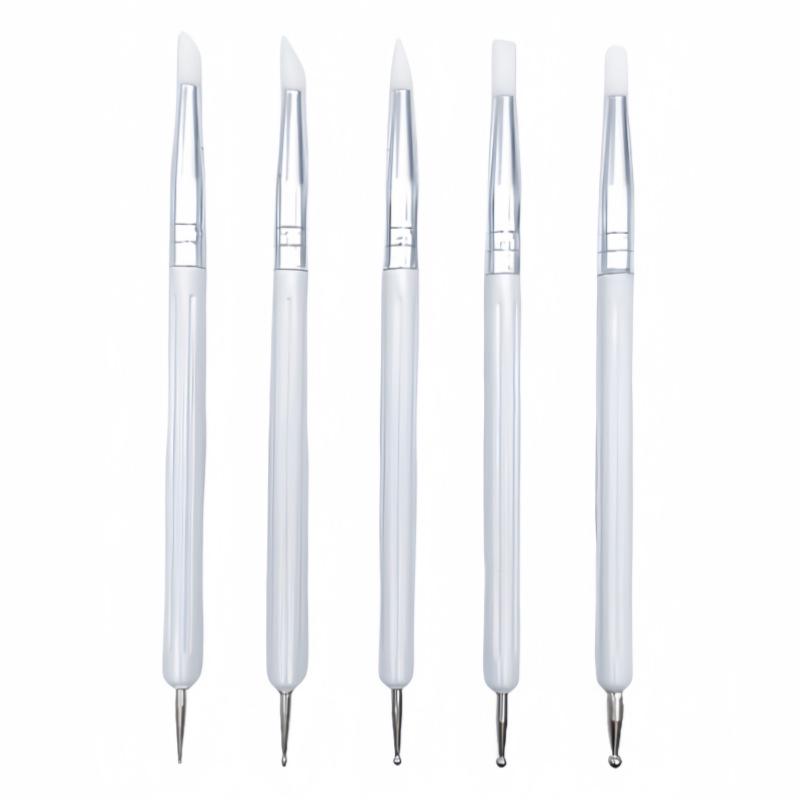 Double-Headed Silicone Rhinestone Nail Art & Clay Dotting Pen 5-piece Silicone Dotting Pen Set