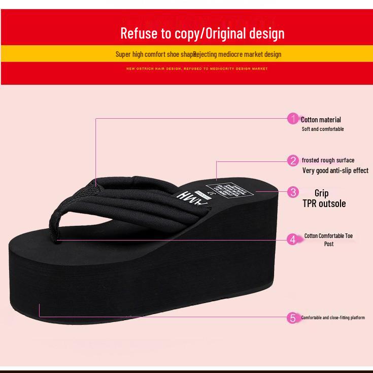 2025 Damplattform Sommarflipflops: Halkfria, Slitstarka, Mångsidiga Mode Sandaler med Tjock Sula och Tygpåse