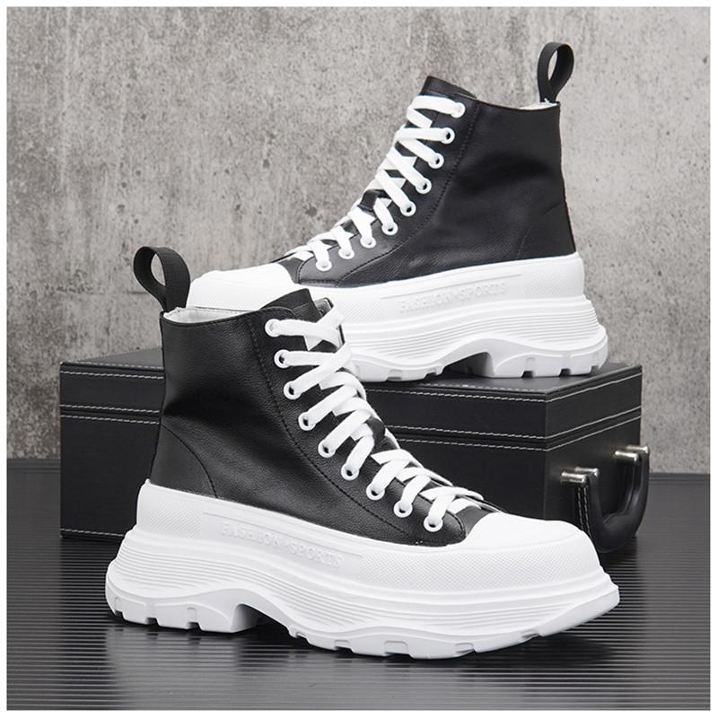 

Белая комфортная мужская повседневная обувь из микрофибры, высококачественные ботильоны для мужчин, нескользящие мужские повседневные ботинки на платформе Botas Homens 38 чёрный