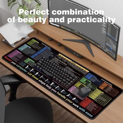 Großes Wasserdichtes Schmutzabweisendes Rutschfestes Englisches Hotkeys Mauspad für Computer und Laptop