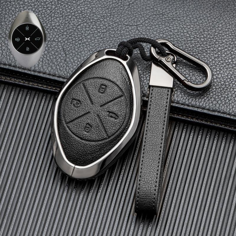 Signal Unobstructed, Suitable for Xiaopeng P7 G9 G3 P5 Metal All-inclusive Double-sided Leather Car Key Protective Case