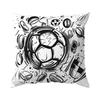 Black And White Football Doodle Cushions Pillowcase Polyester Cushion Cover Throw Pillow Pillowcover Home Car Sofa Decor