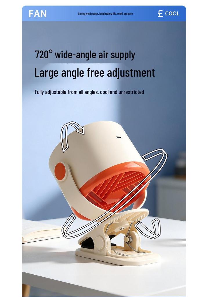 Adjustable Desk Clip Fan - Powerful Wind for Office, Dorm, or Bedside Use