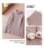 Children's Slim Fit Knit Sweater with High Neck and Velvet Lining for Autumn and Winter.