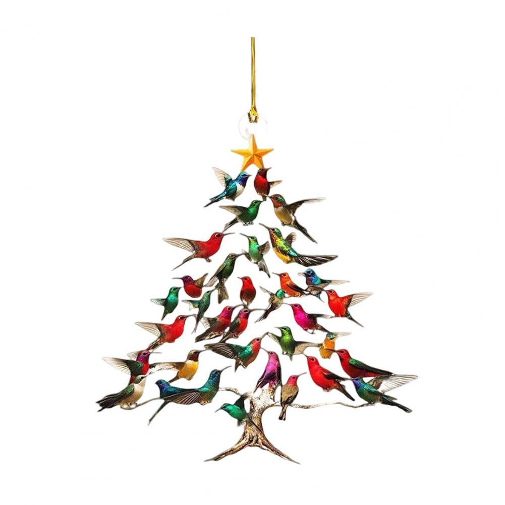 Hummingbird Christmas Ornament Colorful Stack Bird Hanging Decoration Double-Sided Acrylic Tree Ornament for Bird Lovers Gifts