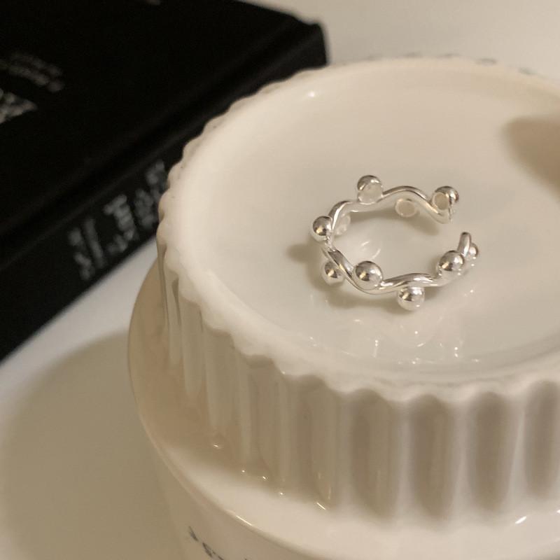 Adjustable Korean Fashionable Wave Open Ring For Women Contemporary Copper Geometric Accessory