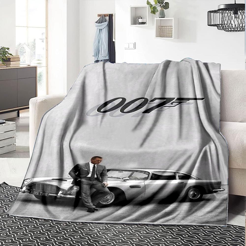007 James Bond Theme Printed Blanket - Perfect for Couch, Bed, Travel & Outdoor Use | Machine Washable, Cozy & Durable.